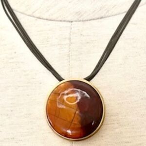 Monet vintage enamel pendant necklace on cord